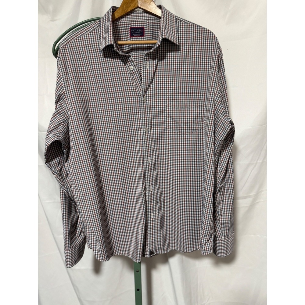 UNTUCKit Mens XL Button Front Shir Check Plaid Long Sleeve Stretch Casual